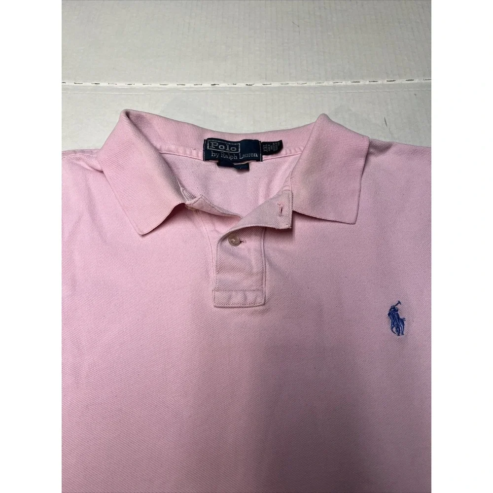 Vintage Polo Ralph Lauren Polo Shirt Men's XXL Pink Blue Pony‎ Rugby See Details